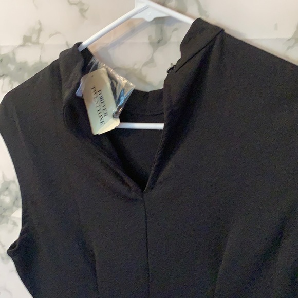 NWT Large High Neck Sleeveless Black Seamed Knit Bodycon Mini Dress - Picture 10 of 14